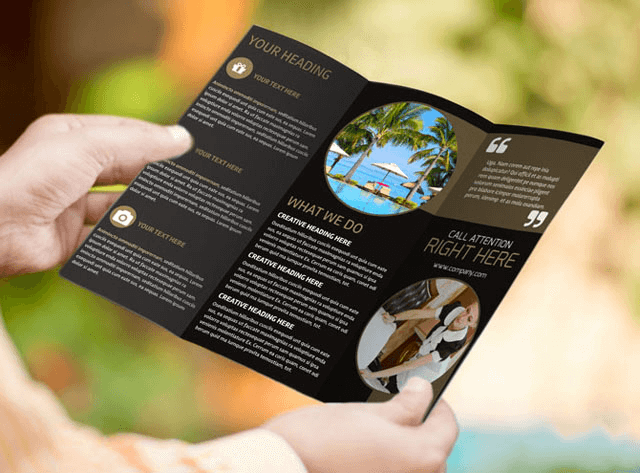 Brochure là một ấn phẩm quảng cáo được thiết kế dạng gập tiện lợi